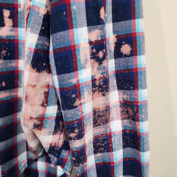 Upcycled bleach dyed Harley-Davidson back flannel shirt men's size medium - Picture 10 of 10